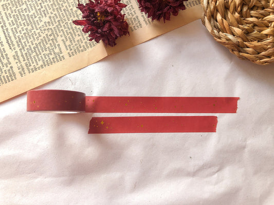 Ruban adhésif Washi Étoiles, Rouge, Noël, Feuille d'or, Washis, Papier Washi - samesjournal
