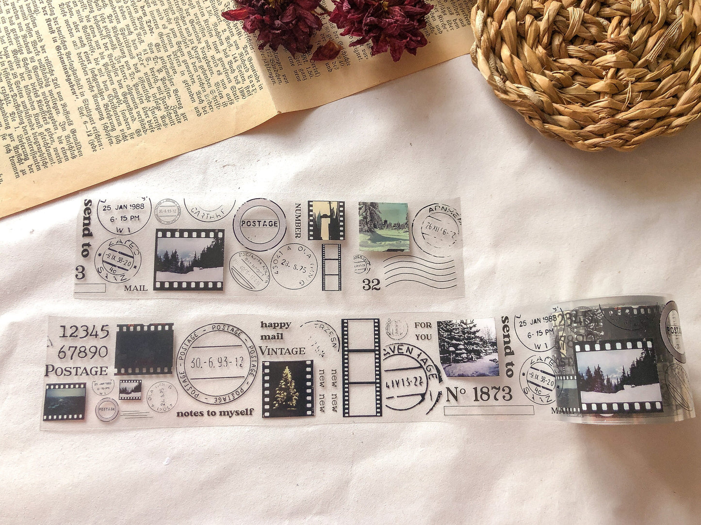 PET Tape Winter, Klebeband, Dias, Filmstreifen, transparent, Washis, Papier, Poststempel, happy mail - samesjournal