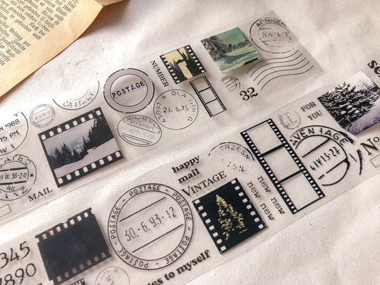 PET Tape Winter, adhesive tape, slides, film strips, transparent, washi tape, paper, postmark, happy mail - samesjournal