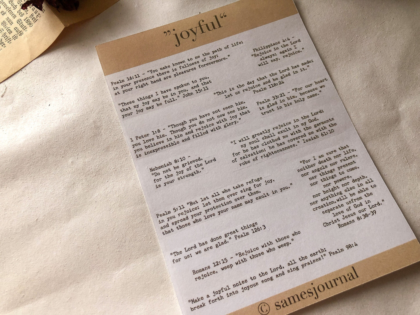 joyful Bibel Verse Stickersheet, samesjournal