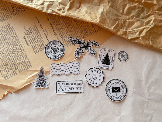 Winter Labels Sticker, Aufkleber, die-cut