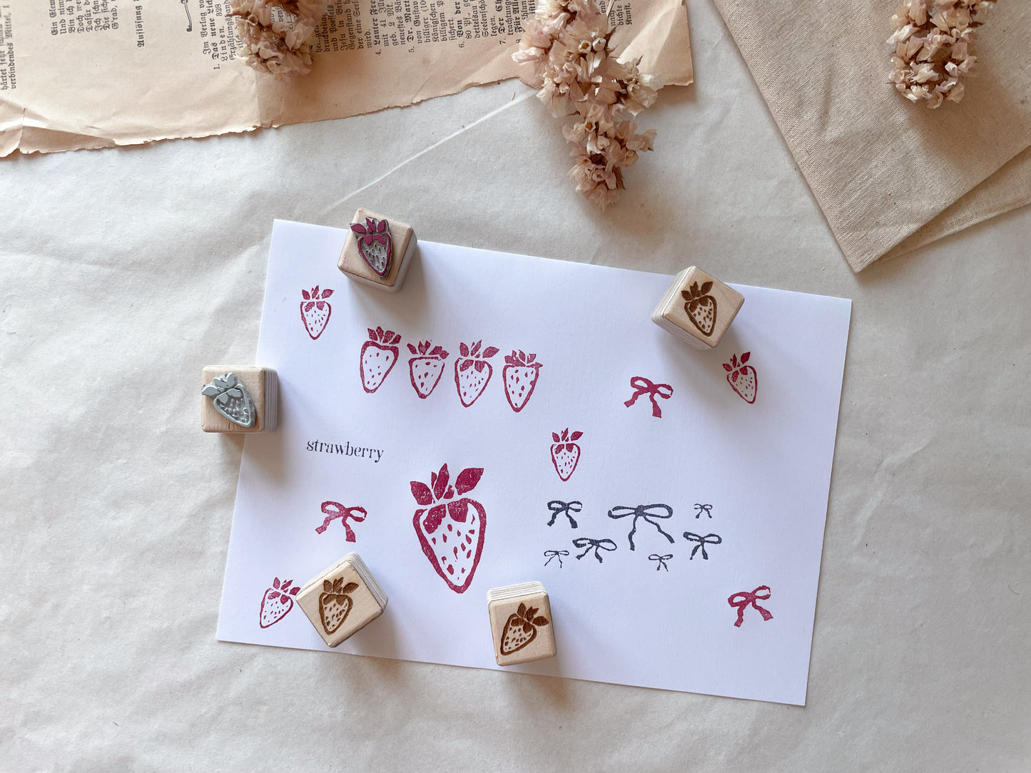 Holzstempel Erdbeere Mini