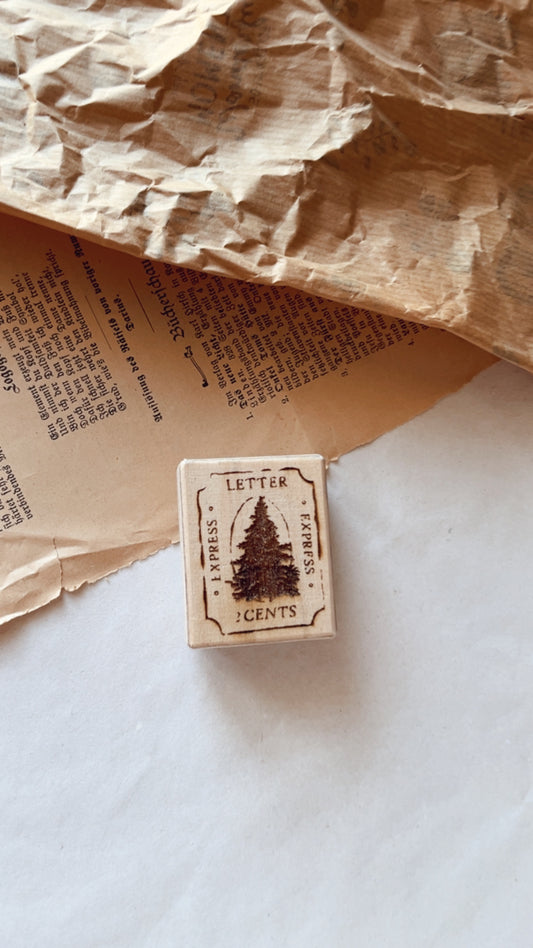 Holzstempel Tannenbaum Ticket