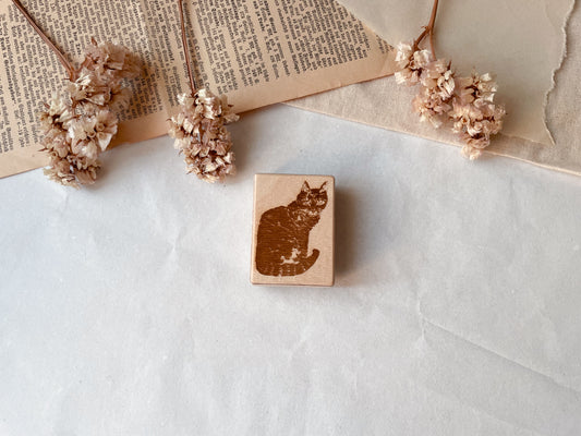 Holzstempel Katze