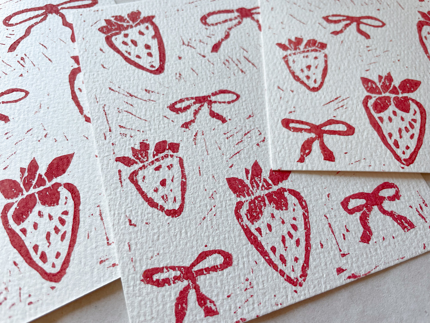 Linoldruck Erdbeeren