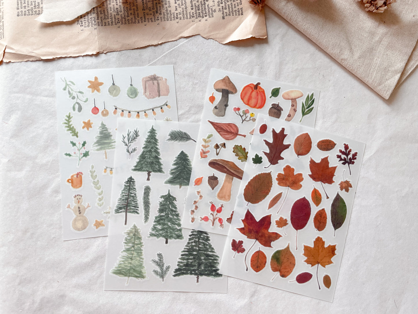 Print-on stickers, Christmas, rub-on, sticker sheet, stickers, winter - samesjournal