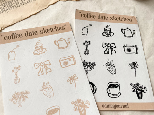 Coffee date sketches Stickersheet