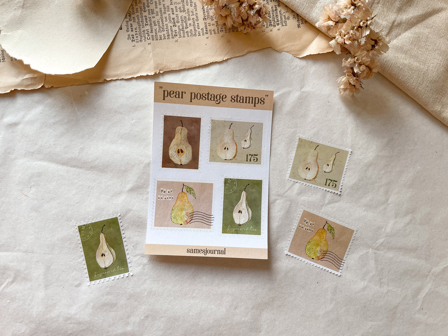 Birnen Briefmarken Stickersheet