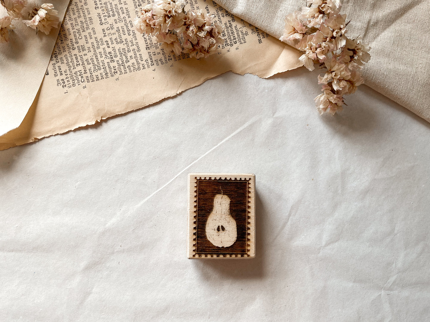 Holzstempel Birnen Briefmarke