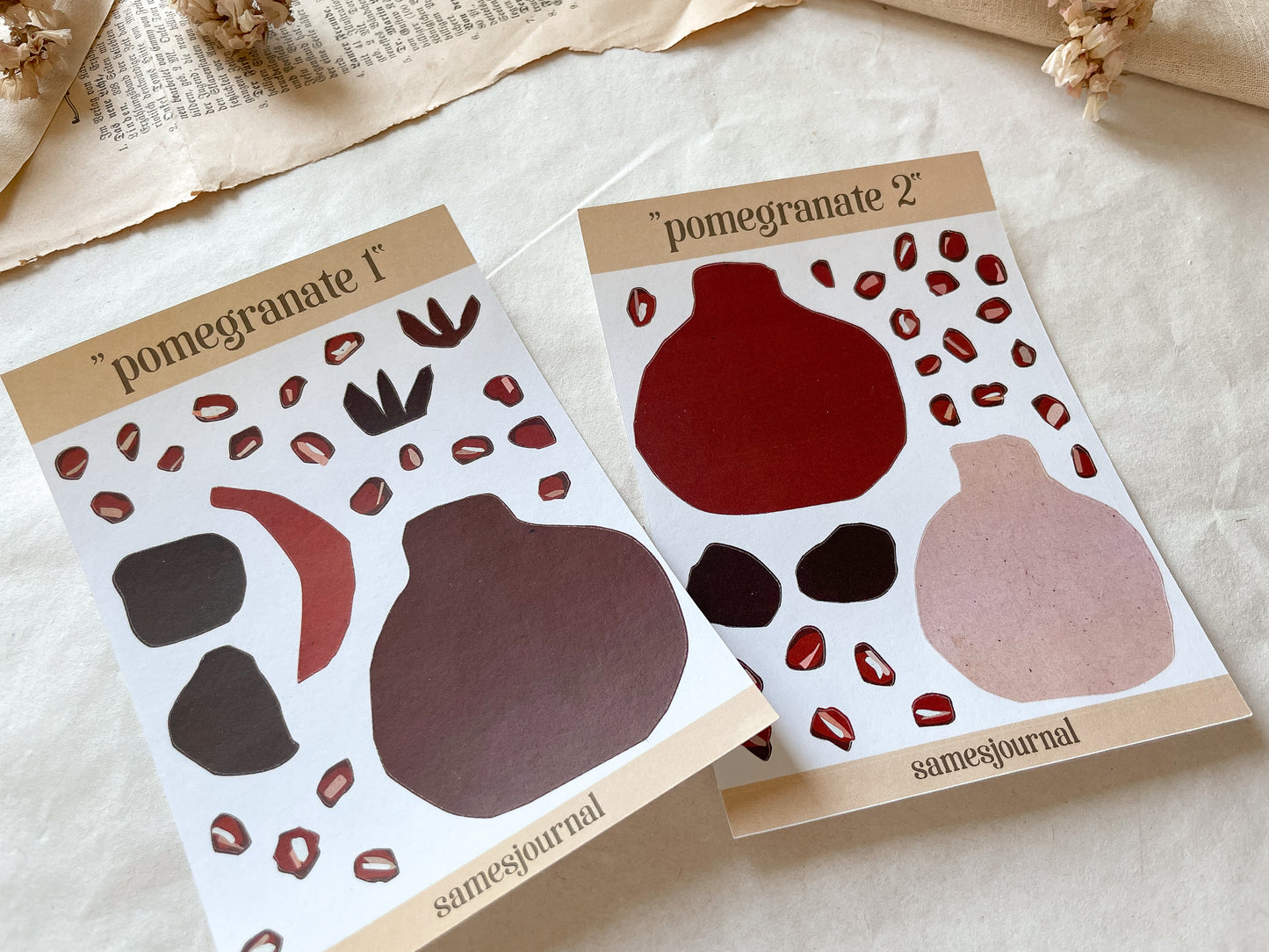 Granatapfel Sticker Set, Puzzle