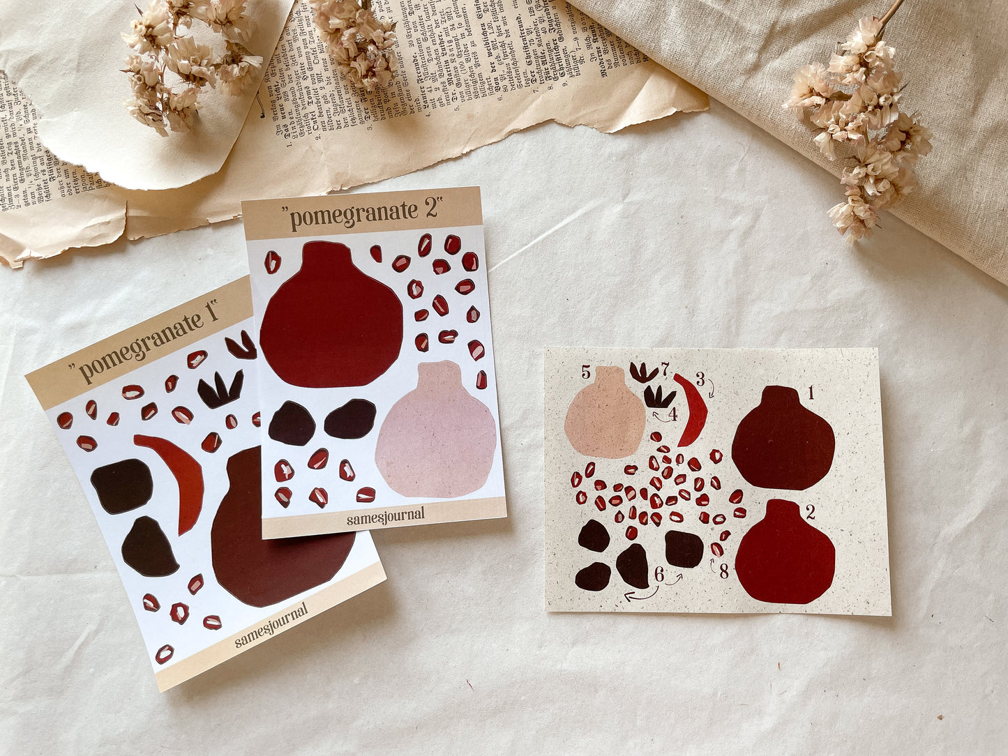 Granatapfel Sticker Set, Puzzle