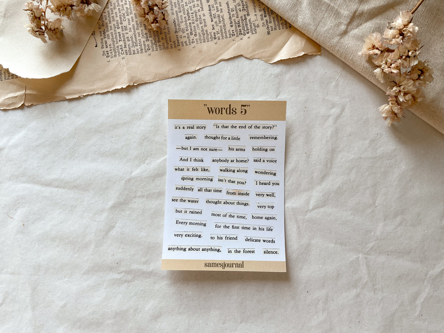 Words V, Stickersheet