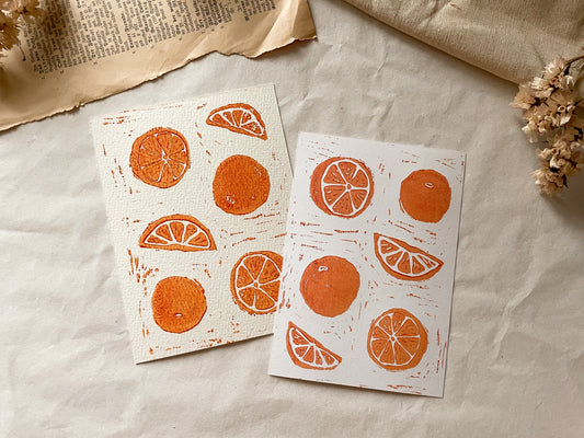 Linoldruck Orangen