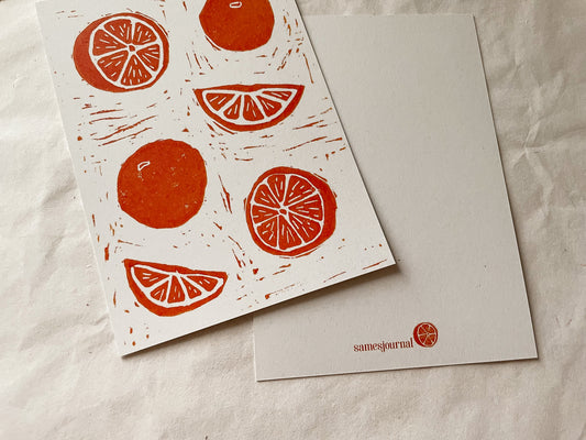 Postkarte "Linolschnitt Orangen"