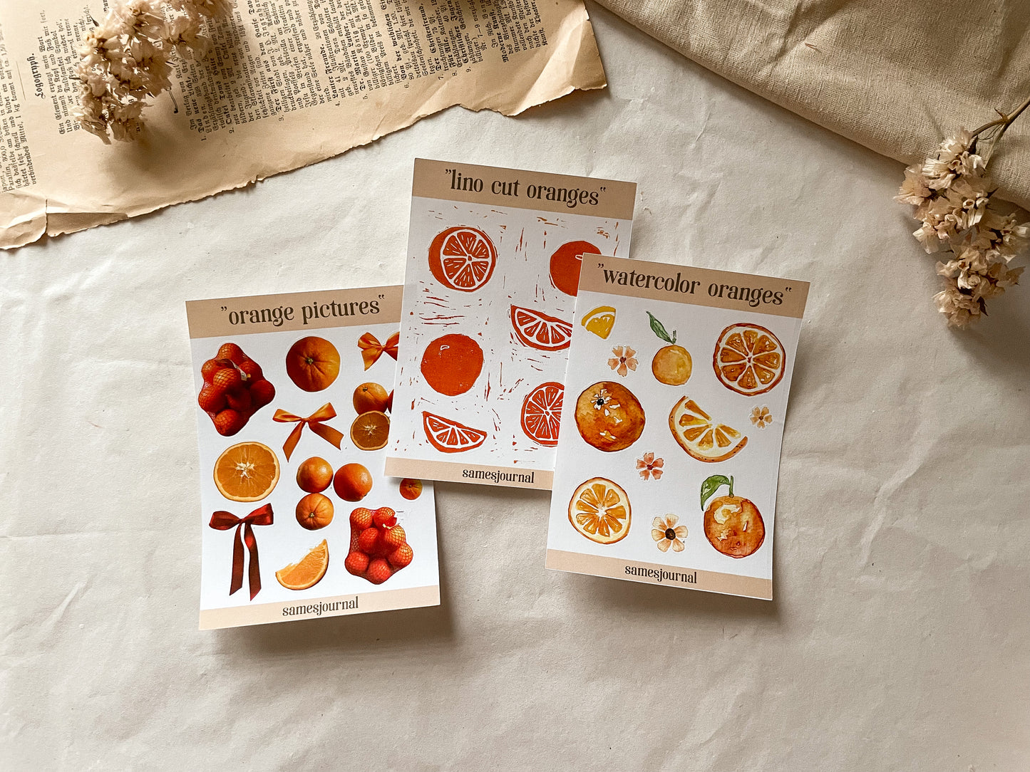 Orangen Stickersheet Set