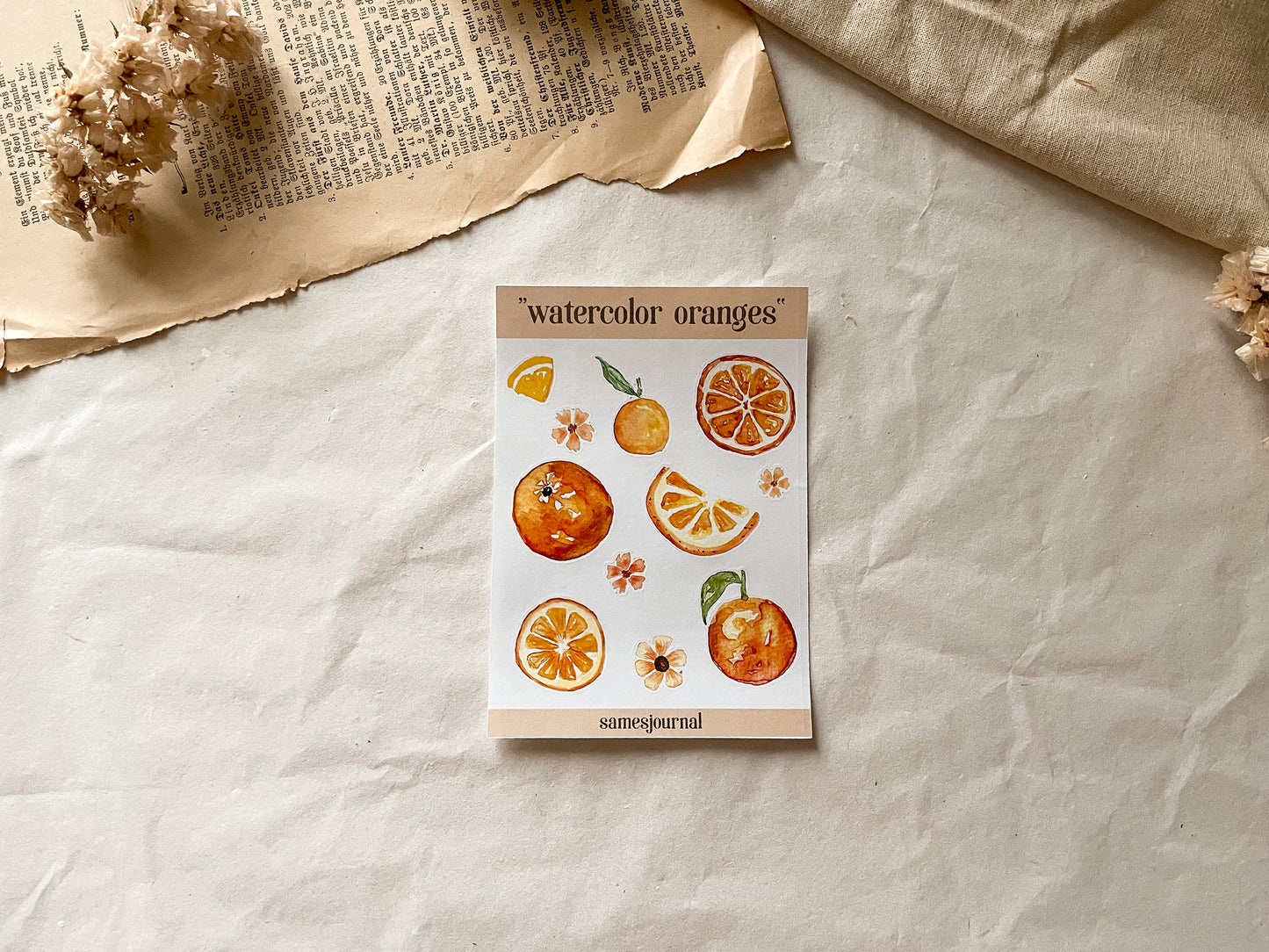 Orangen Aquarell Stickersheet