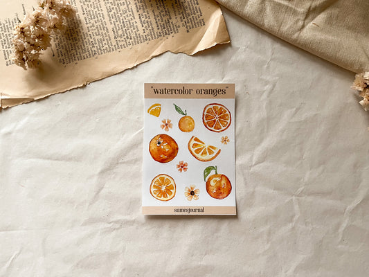 Orangen Aquarell Stickersheet