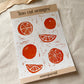 Orangen Linoldruck Stickersheet