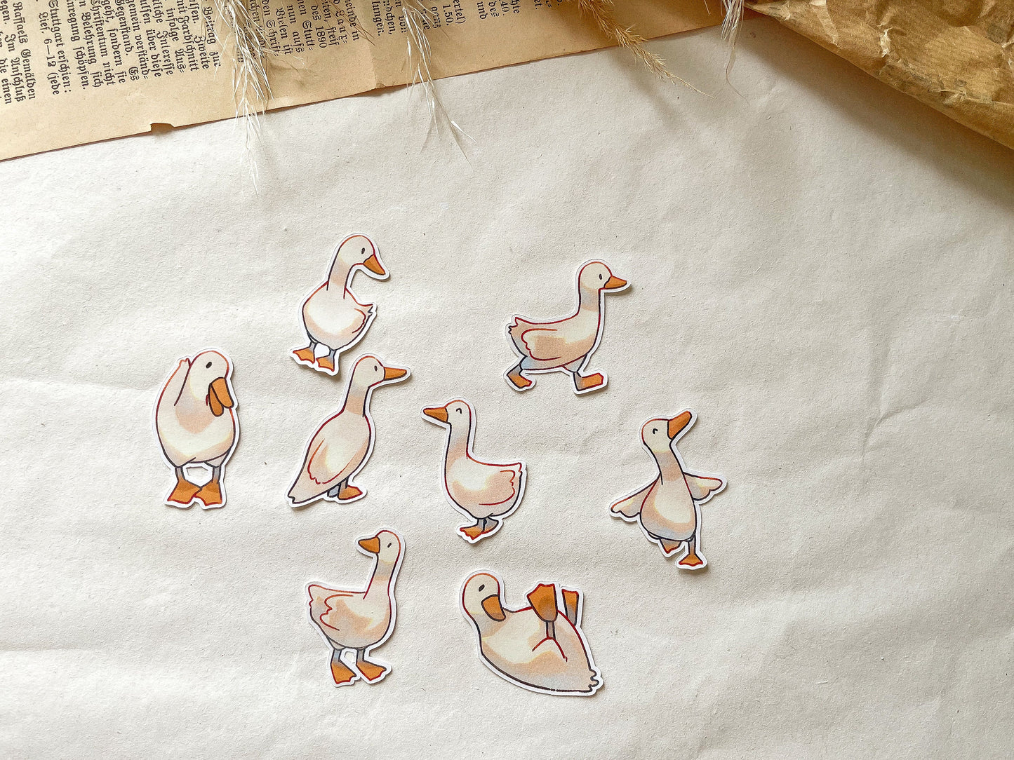 Gänse Sticker Set, Goose, Aquarellsticker, Aufkleber - samesjournal