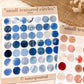 Small textured circles, orange und blau, Stickersheet, verschiedene Kreise, samesjournal