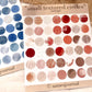 Small textured circles, orange und blau, Stickersheet, verschiedene Kreise, samesjournal