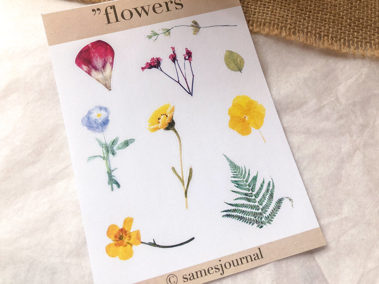 Stickersheet "Flowers", Sticker, Aufkleber, Blumen, Blüten -samesjournal