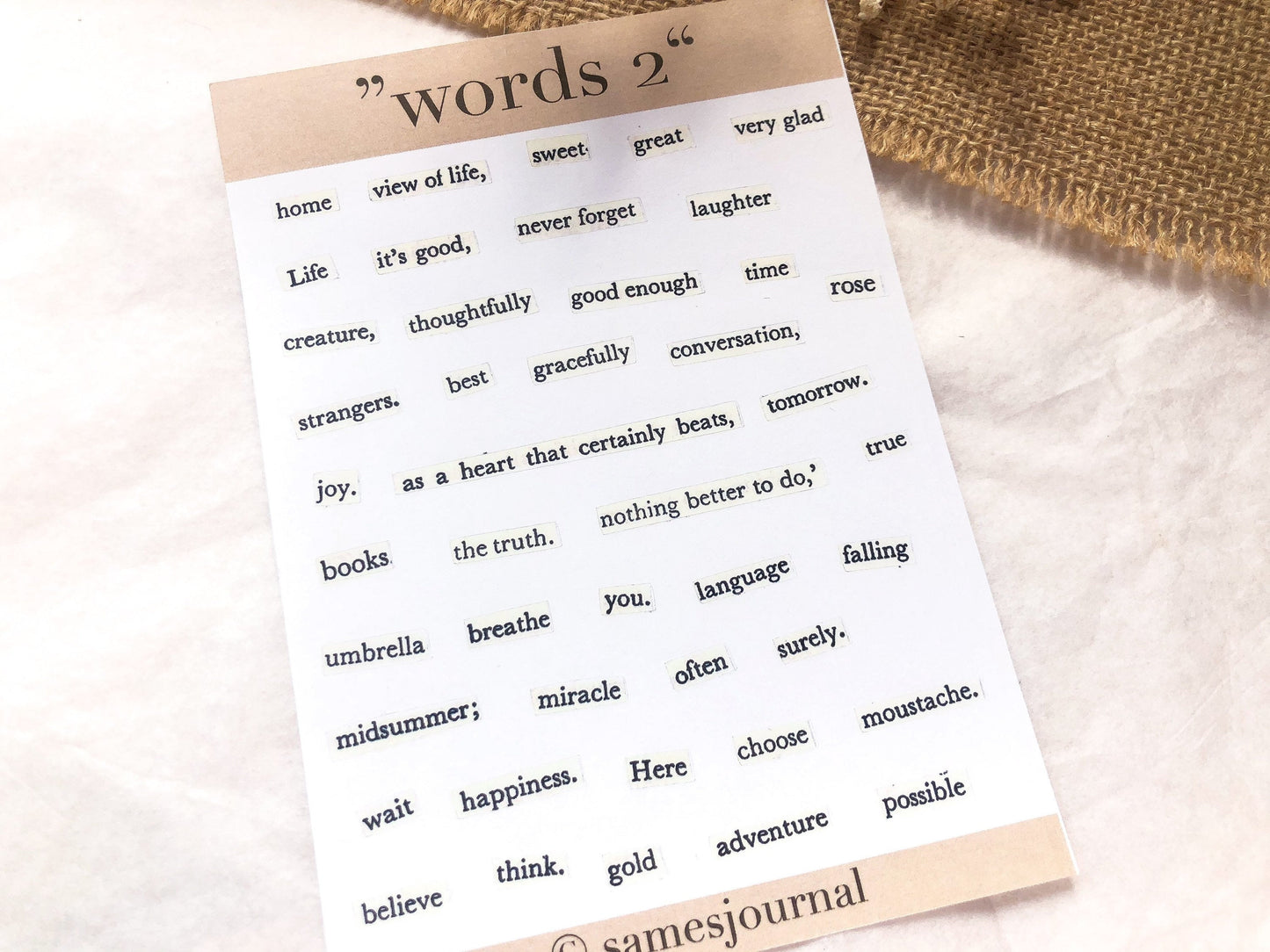 Words II, Stickersheet, Wörter und Sätze, Sticker, Aufkleber - samesjournal