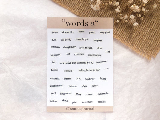 Words II, Stickersheet, Wörter und Sätze, Sticker, Aufkleber - samesjournal