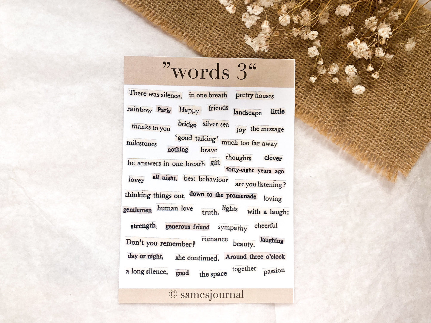 Words III, Stickersheet, Wörter und Sätze, Sticker, Aufkleber - samesjournal