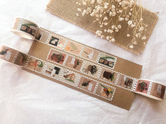 Stamp Washi Tape, Klebeband, Washis, Briefmarken Washi, Blumen Vögel - samesjournal
