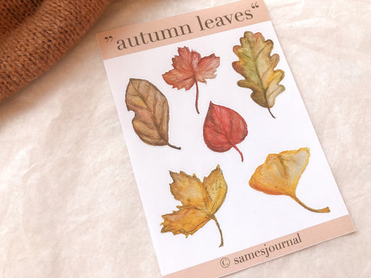 Herbstblätter Sticker, Aufkleber, Herbst, Pilze, Blätter, Wald, Aquarell  -samesjournal