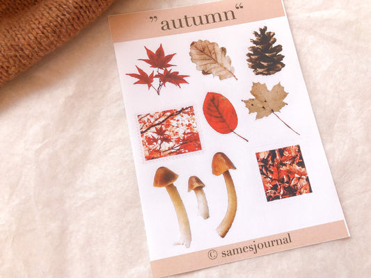 Herbst Sticker, Aufkleber, Herbst, Pilze, Blätter, Wald  -samesjournal