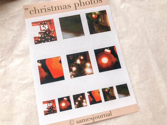 Weihnachten Foto Sticker, Aufkleber, Tannenbaum, Kugeln, Winter  -samesjournal