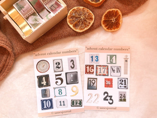 V Adventskalender Nummern, Zahlen, Stickersheet, Aufkleber, Sticker - samesjournal