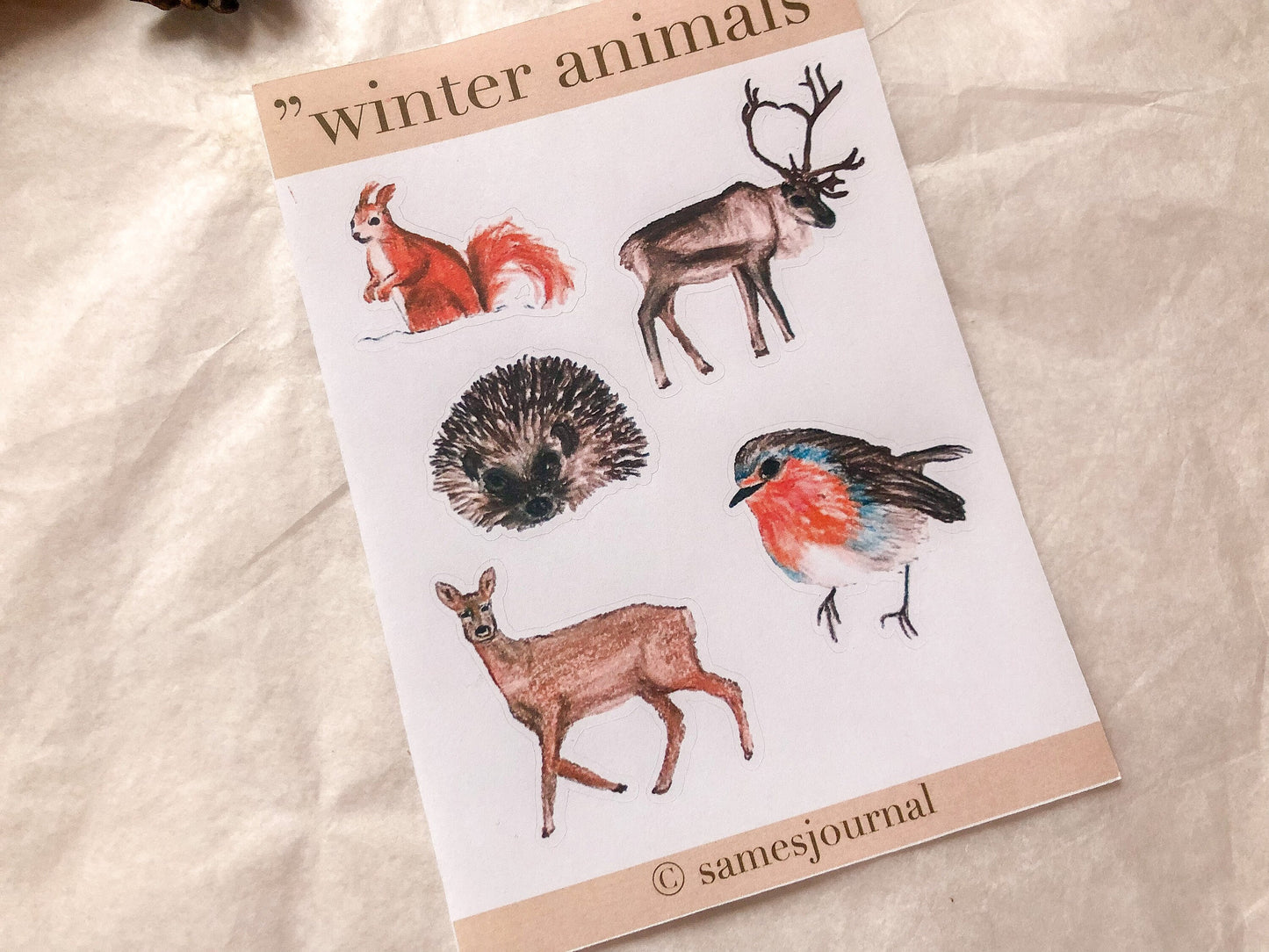 Tiere Sticker, Winter, Aufkleber, Wald, Weihnachten, Winter  -samesjournal