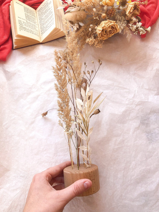 Trockenblumen-Vase, Flower-Bar, Holzklotz, Holzstück - samesjournal