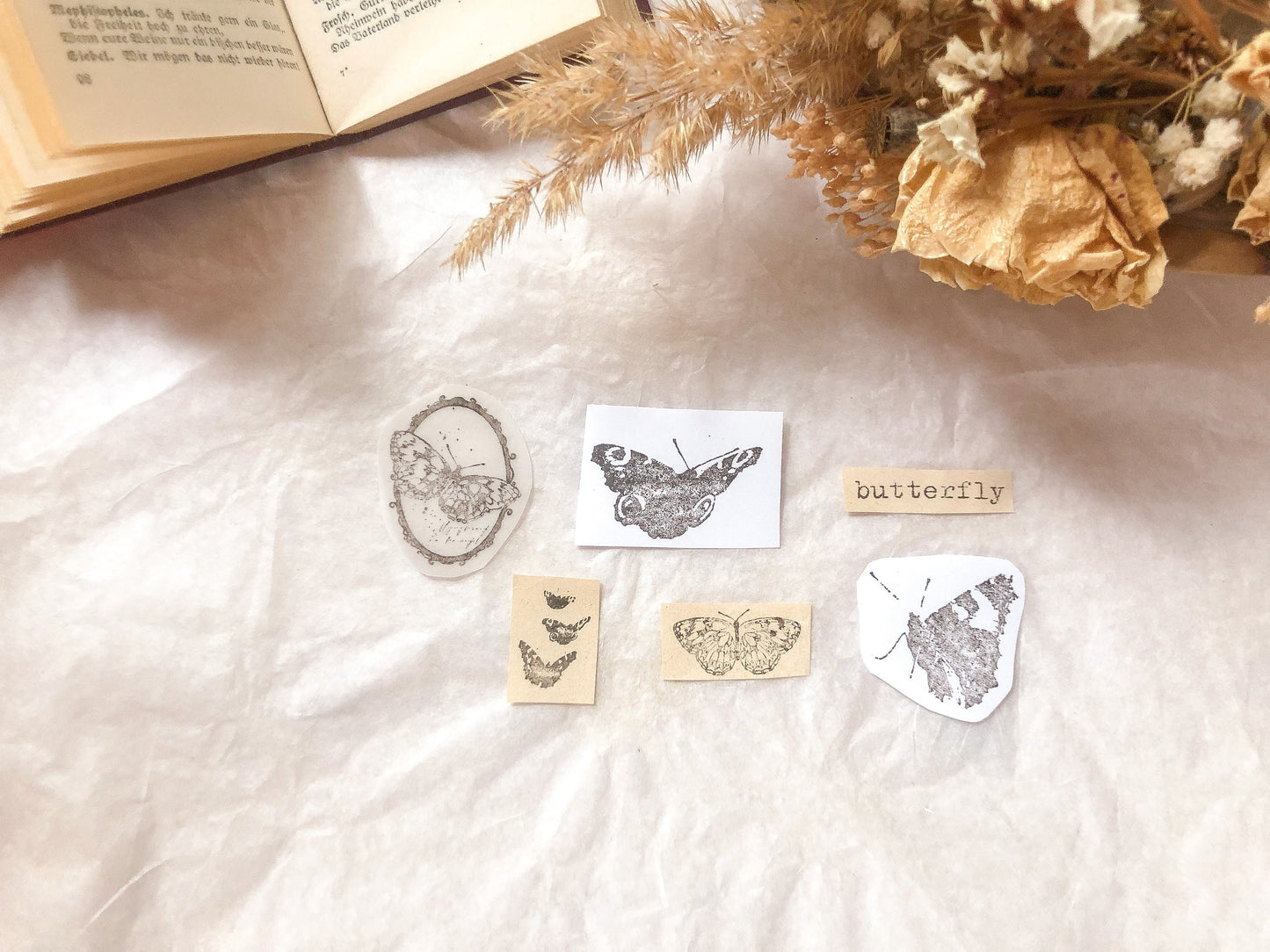 Stempel Samples, Holzstempel, gestempelt, Schmetterling, samesjournal