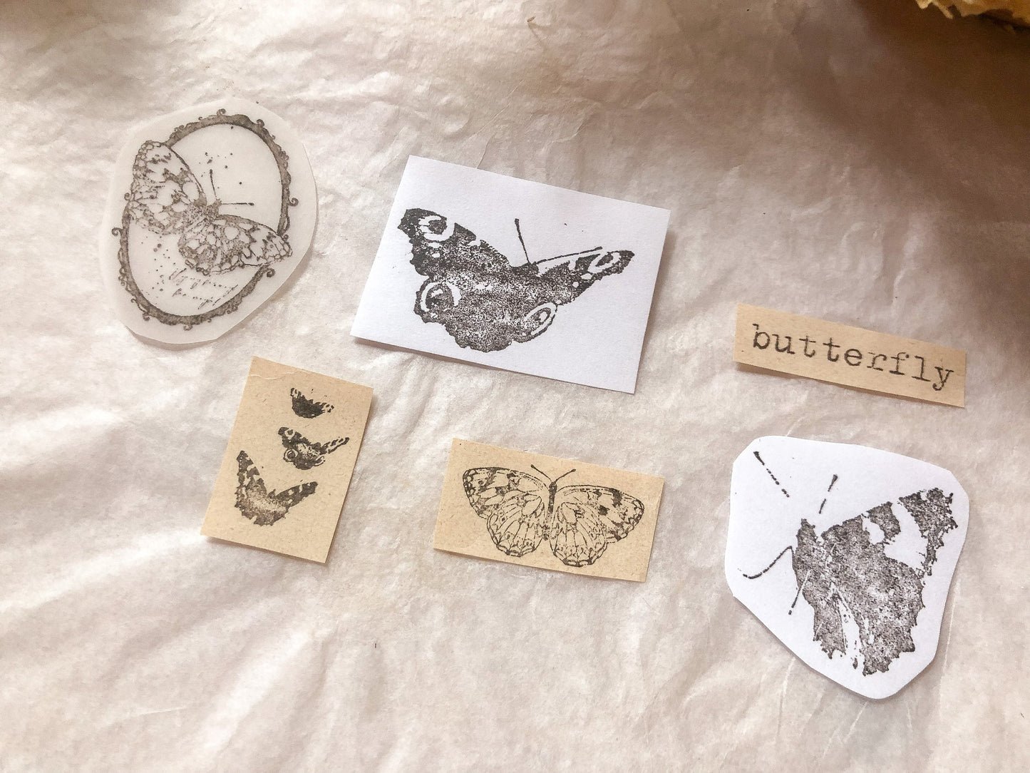 Stempel Samples, Holzstempel, gestempelt, Schmetterling, samesjournal