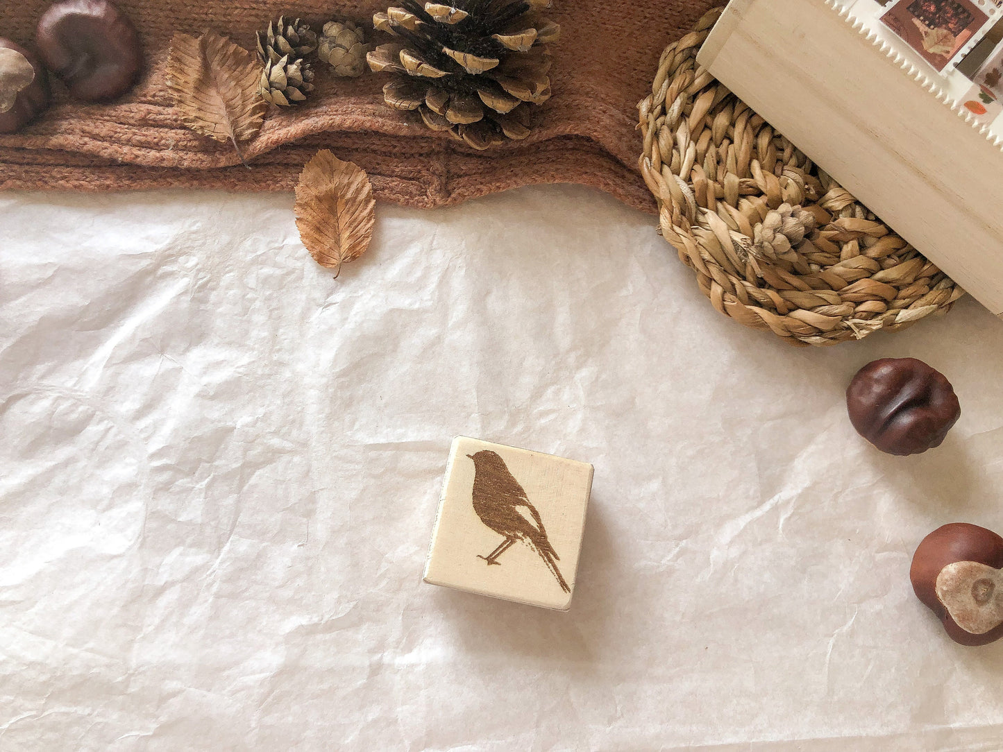 II Holzstempel Vogel, Herbst, Stempel, Laserstempel, samesjournal