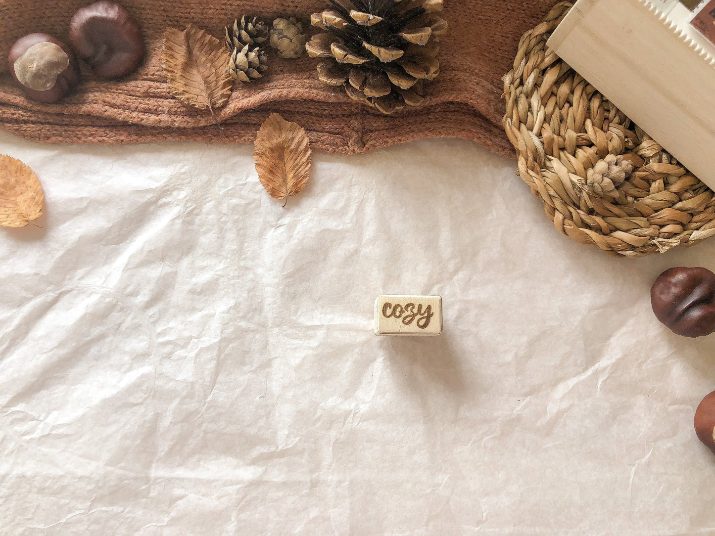 Holzstempel cozy, Herbst, Stempel, Laserstempel, samesjournal