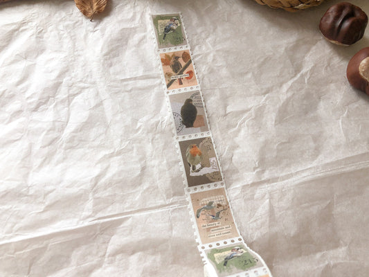 Vögel Herbst Stamp Washi Tape, Klebeband, Washis, Briefmarken Washi,Pilze - samesjournal
