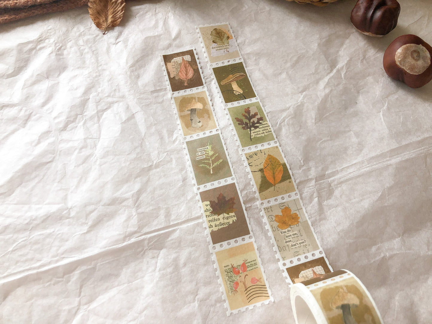 Herbst Stamp Washi Tape, Klebeband, Washis, Briefmarken Washi,Pilze - samesjournal