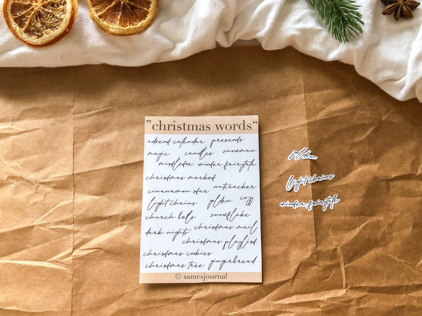 Weihnachts Wörter Sticker, Aufkleber, Winter -samesjournal