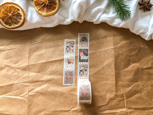 Tiere Stamp Washi Tape, Klebeband, Washis, Briefmarken Washi, Weihnachten, Winter- samesjournal