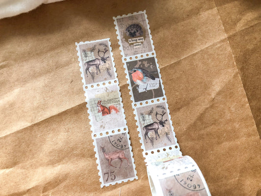 Tiere Stamp Washi Tape, Klebeband, Washis, Briefmarken Washi, Weihnachten, Winter- samesjournal