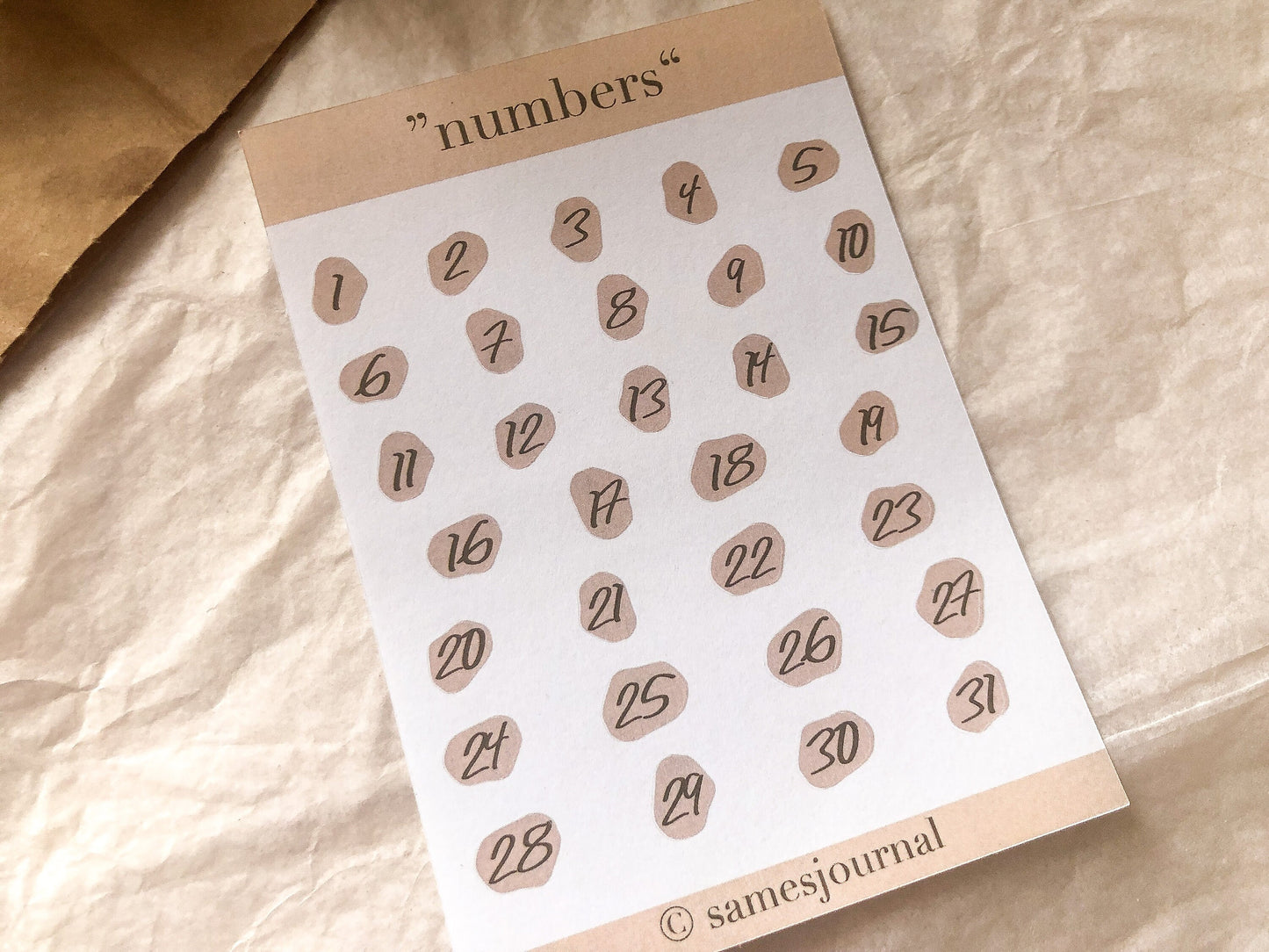 Nummern, Stickersheet, Sticker, Aufkleber, Datum, Zahlen, Journal - samesjournal