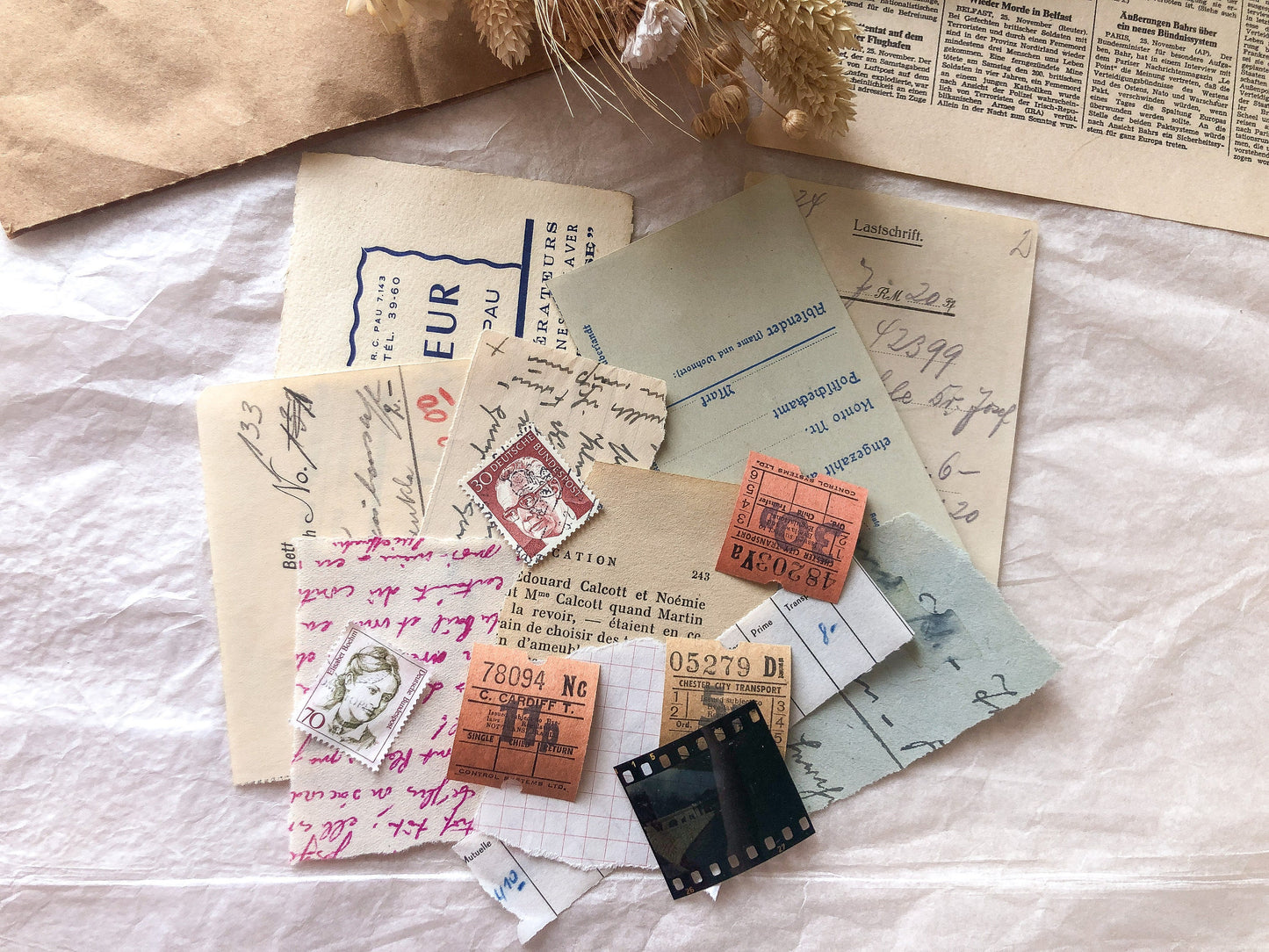 Vintage Scraps Bundle, 15 Stück, Papier Bündel, samesjournal