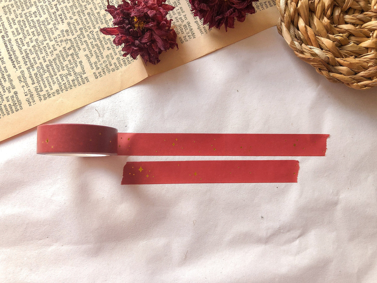 Washi Tape Sterne, Klebeband, Rot, weihnachtlich, Gold Folie, Washis, Papier Washi - samesjournal